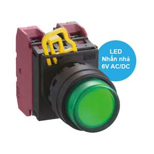 Nút nhấn nhả có đèn IDEC YW1L-M2E02Q2G 6VAC/DC D22 2NC (Xanh)