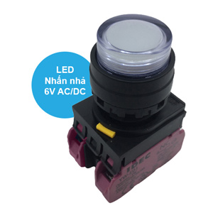 Nút nhấn nhả có đèn IDEC YW1L-M2E02Q2W 6VAC/DC D22 2NC (Trắng)