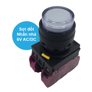 Nút nhấn nhả có đèn IDEC YW1L-M2E02Q5W 6VAC/DC D22 2NC (Trắng)