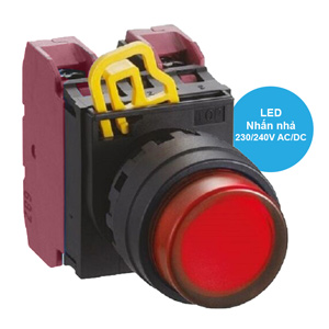 Nút nhấn nhả có đèn IDEC YW1L-M2E02QM3R 220VAC D22 2NC (Đỏ)