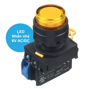 Nút nhấn nhả có đèn IDEC YW1L-M2E10Q2A 6VAC/DC D22 1NO (Hổ phách)