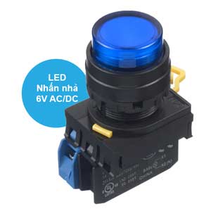 Nút nhấn nhả có đèn IDEC YW1L-M2E10Q2S 6VAC/DC D22 1NO (Xanh)