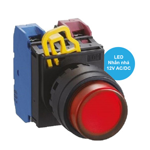 Nút nhấn nhả có đèn IDEC YW1L-M2E11Q3R 12VAC/DC D22 1NO+1NC (Đỏ)
