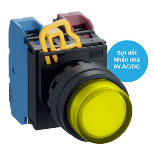 Nút nhấn nhả có đèn IDEC YW1L-M2E11Q5Y 6VAC/DC D22 1NO+1NC (Vàng)