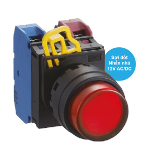 Nút nhấn nhả có đèn IDEC YW1L-M2E11Q6R 12VAC/DC D22 1NO+1NC (Đỏ)