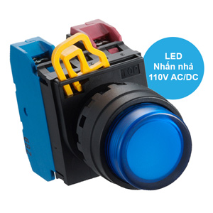Nút nhấn nhả có đèn IDEC YW1L-M2E11QHS 110VAC D22 1NO+1NC (Xanh)
