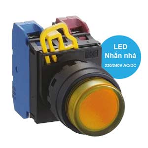 Nút nhấn nhả có đèn IDEC YW1L-M2E11QM3A 220VAC D22 1NO+1NC (Hổ phách)