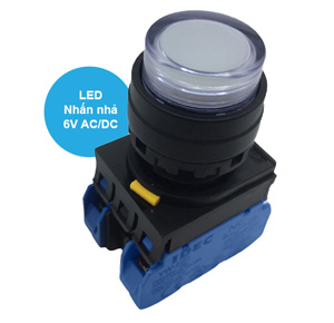 Nút nhấn nhả có đèn IDEC YW1L-M2E20Q2W 6VAC/DC D22 2NO (Trắng)