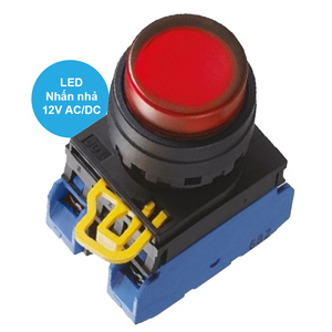 Nút nhấn nhả có đèn IDEC YW1L-M2E20Q3R 12VAC/DC D22 2NO (Đỏ)