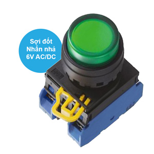 Nút nhấn nhả có đèn IDEC YW1L-M2E20Q5G 6VAC/DC D22 2NO (Xanh)