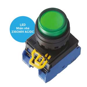 Nút nhấn nhả có đèn IDEC YW1L-M2E20QM3G 220VAC D22 2NO (Xanh)