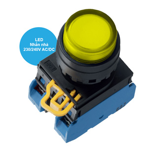 Nút nhấn nhả có đèn IDEC YW1L-M2E20QM3Y 220VAC D22 2NO (Vàng)