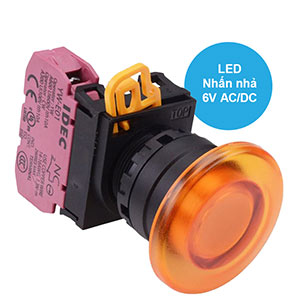 Nút nhấn nhả có đèn IDEC YW1L-M4E01Q2A 6VAC/DC D22 1NC (Hổ phách)