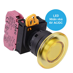 Nút nhấn nhả có đèn IDEC YW1L-M4E01Q2Y 6VAC/DC D22 1NC (Vàng)