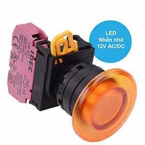 Nút nhấn nhả có đèn IDEC YW1L-M4E01Q3A 12VAC/DC D22 1NC (Hổ phách)