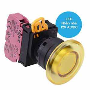 Nút nhấn nhả có đèn IDEC YW1L-M4E01Q3Y 12VAC/DC D22 1NC (Vàng)