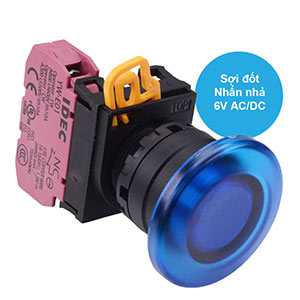 Nút nhấn nhả có đèn IDEC YW1L-M4E01Q5S 6VAC/DC D22 1NC (Xanh)