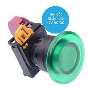 Nút nhấn nhả có đèn IDEC YW1L-M4E01Q6G 12VAC/DC D22 1NC (Xanh)