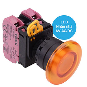 Nút nhấn nhả có đèn IDEC YW1L-M4E02Q2A 6VAC/DC D22 2NC (Hổ phách)