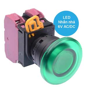 Nút nhấn nhả có đèn IDEC YW1L-M4E02Q2G 6VAC/DC D22 2NC (Xanh)