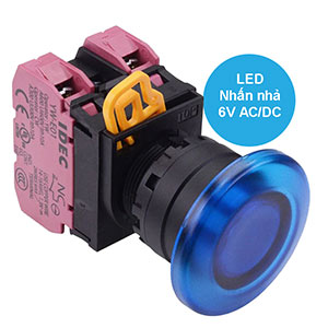 Nút nhấn nhả có đèn IDEC YW1L-M4E02Q2S 6VAC/DC D22 2NC (Xanh)