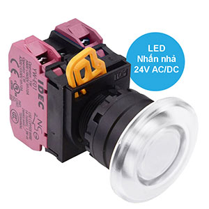 Nút nhấn nhả có đèn IDEC YW1L-M4E02Q4PW 24VAC/DC D22 2NC (Trắng)