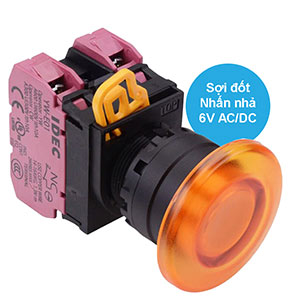 Nút nhấn nhả có đèn IDEC YW1L-M4E02Q5A 6VAC/DC D22 2NC (Hổ phách)