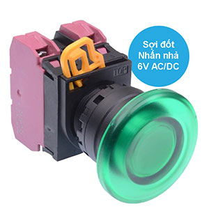 Nút nhấn nhả có đèn IDEC YW1L-M4E02Q5G 6VAC/DC D22 2NC (Xanh)