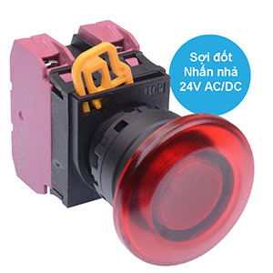 Nút nhấn nhả có đèn IDEC YW1L-M4E02Q7R 24VAC/DC D22 2NC (Đỏ)