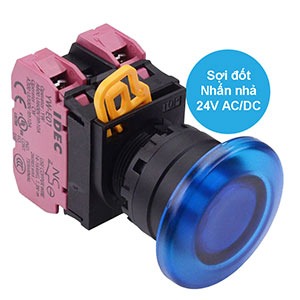 Nút nhấn nhả có đèn IDEC YW1L-M4E02Q7S 24VAC/DC D22 2NC (Xanh)