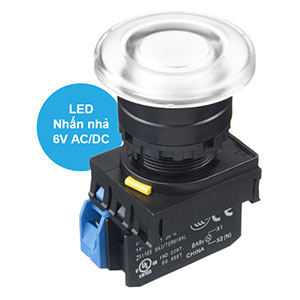 Nút nhấn nhả có đèn IDEC YW1L-M4E10Q2W 6VAC/DC D22 1NO (Trắng)