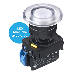 Nút nhấn nhả có đèn IDEC YW1L-M4E10Q4PW 24VAC/DC D22 1NO (Trắng)