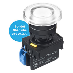 Nút nhấn nhả có đèn IDEC YW1L-M4E10Q7W 24VAC/DC D22 1NO (Trắng)