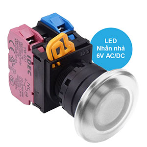 Nút nhấn nhả có đèn IDEC YW1L-M4E11Q2W 6VAC/DC D22 1NO+1NC (Trắng)