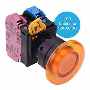 Nút nhấn nhả có đèn IDEC YW1L-M4E11Q3A 12VAC/DC D22 1NO+1NC (Hổ phách)