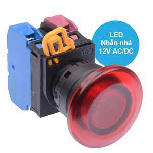 Nút nhấn nhả có đèn IDEC YW1L-M4E11Q3R 12VAC/DC D22 1NO+1NC (Đỏ)