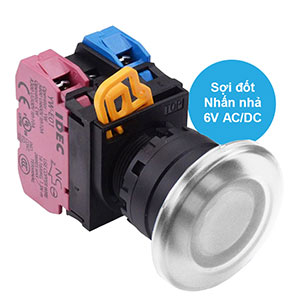 Nút nhấn nhả có đèn IDEC YW1L-M4E11Q5W 6VAC/DC D22 1NO+1NC (Trắng)