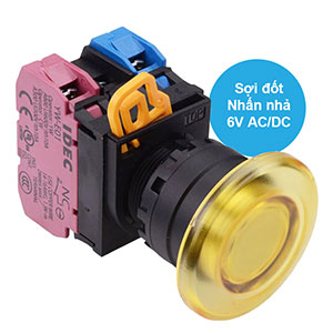 Nút nhấn nhả có đèn IDEC YW1L-M4E11Q5Y 6VAC/DC D22 1NO+1NC (Vàng)