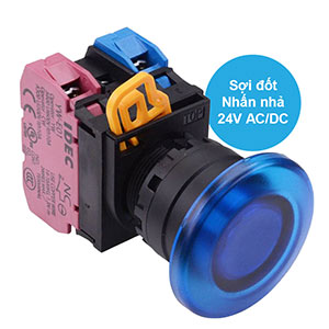 Nút nhấn nhả có đèn IDEC YW1L-M4E11Q7S 24VAC/DC D22 1NO+1NC (Xanh)