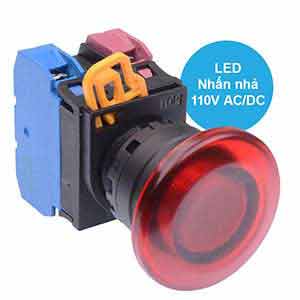 Nút nhấn nhả có đèn IDEC YW1L-M4E11QHR 110VAC D22 1NO+1NC (Đỏ)