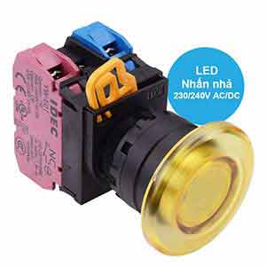 Nút nhấn nhả có đèn IDEC YW1L-M4E11QM3Y 220VAC D22 1NO+1NC (Vàng)