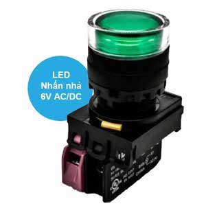 Nút nhấn nhả có đèn IDEC YW1L-MF2E01Q2G 6VAC/DC D22 1NC (Xanh)