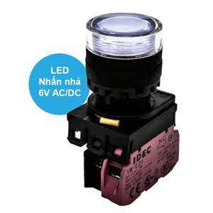 Nút nhấn nhả có đèn IDEC YW1L-MF2E01Q2PW 6VAC/DC D22 1NC (Trắng)