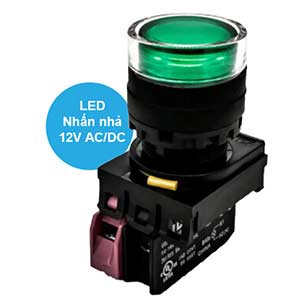 Nút nhấn nhả có đèn IDEC YW1L-MF2E01Q3G 12VAC/DC D22 1NC (Xanh)