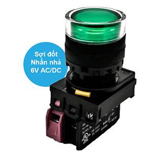 Nút nhấn nhả có đèn IDEC YW1L-MF2E01Q5G 6VAC/DC D22 1NC (Xanh)