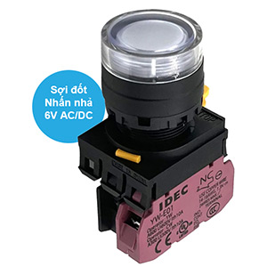 Nút nhấn nhả có đèn IDEC YW1L-MF2E01Q5W 6VAC/DC D22 1NC (Trắng)