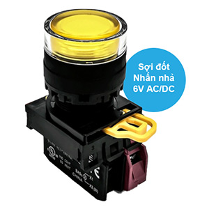 Nút nhấn nhả có đèn IDEC YW1L-MF2E01Q5Y 6VAC/DC D22 1NC (Vàng)