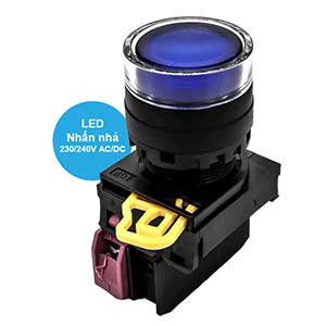 Nút nhấn nhả có đèn IDEC YW1L-MF2E01QM3S 220VAC D22 1NC (Xanh)