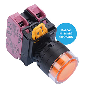 Nút nhấn nhả có đèn IDEC YW1L-MF2E02Q6A 12VAC/DC D22 2NC (Hổ phách)