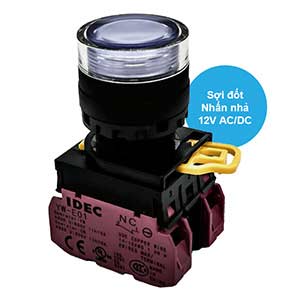 Nút nhấn nhả có đèn IDEC YW1L-MF2E02Q6W 12VAC/DC D22 2NC (Trắng)